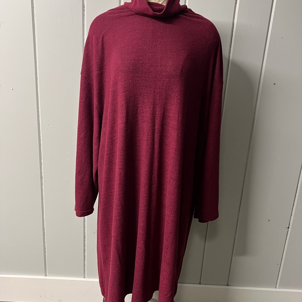 SHEIN Long Sleeve Burgundy Dress